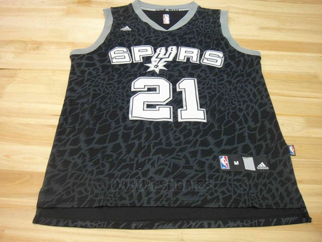 Camiseta Leopard Light Loco San Antonio Spurs Tim Duncan #21 Negro
